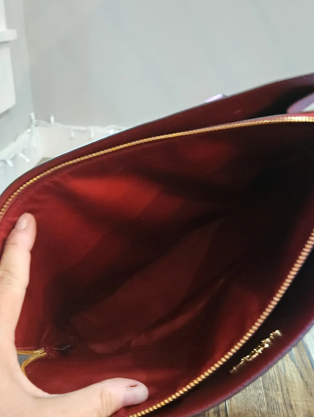 Coach Magenta Leather Tote with Gold-Tone Hardware